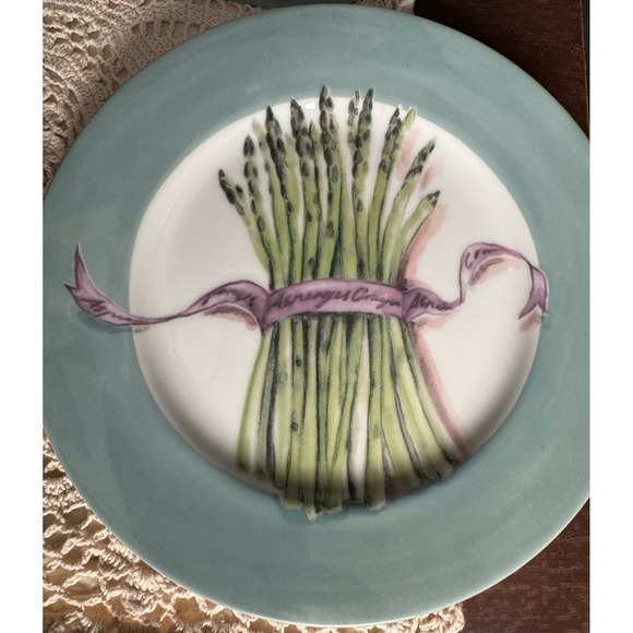 Williams Sonoma Asparagus Plates (Set of 4) Appetizer Salad Accent Dishes - Picture 7 of 8